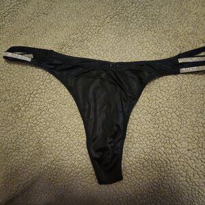 Double Shine Strap Smooth Thong Panty XXL Black